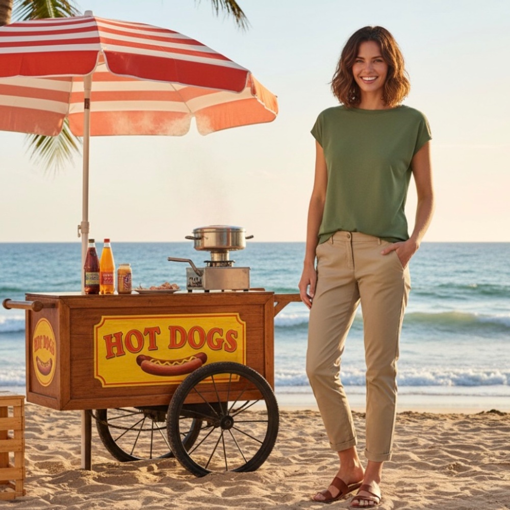 BOGO CHICO'S Size O (Small 2-4) Sage Green Boatneck Cap Sleeve Rounded Hem Tee